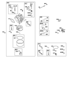 Carburetor And Fuel Supply Group Diagram and Parts List for 31R877-0001-B5 200000 - 399999 Briggs and Stratton Engine